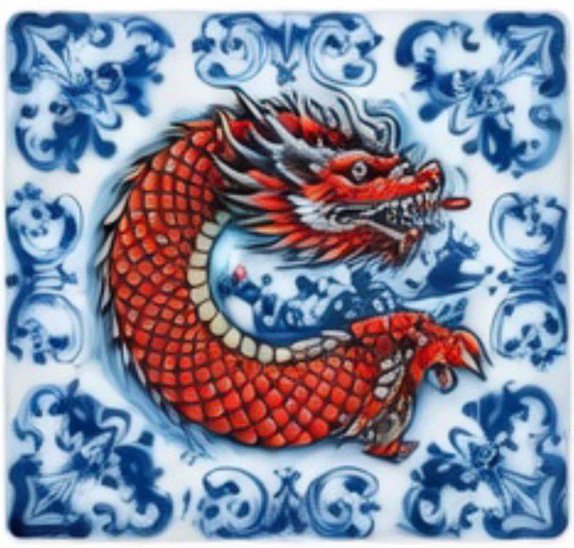 Vibrant street art mural with a circular dragon